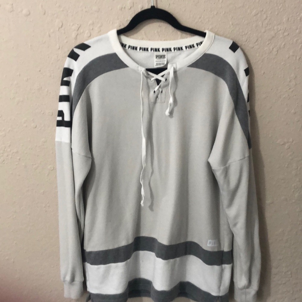 VS PINK Hockey Jersey Style Sweatshirt